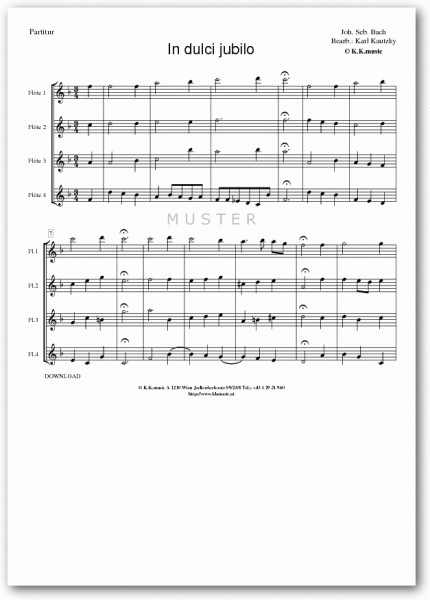 BACH, Johann Sebastian - In dulci jubilo - Weihnachten (Flötenquartett)