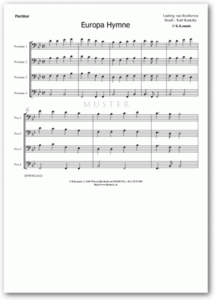 Europa Hymne - BEETHOVEN, Ludwig van (Posaunenquartett)