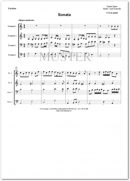 SPEER, Daniel - Sonata (2 Trompeten 2 Posaunen)