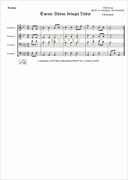 VOLKSWEISE - Eurem Hirten bringet Lieder - Weihnachten (Blechbläser Quartett)
