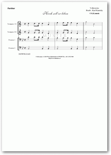 VOLKSWEISE - Hoch soll er leben (Blechbläserquartett)