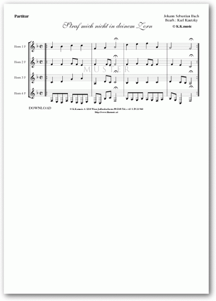 BACH, Johann Sebastian - Straf mich nicht in deinem Zorn (Hornquartett)