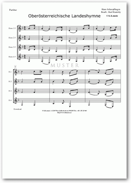 SCHNOPFHAGEN, Hans - Oberösterreichische Landeshymne - Hymne (Hornquartett)