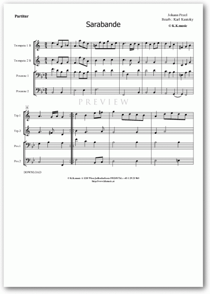 PEZEL, Johann - Sarabande (Blechbläserquartett)