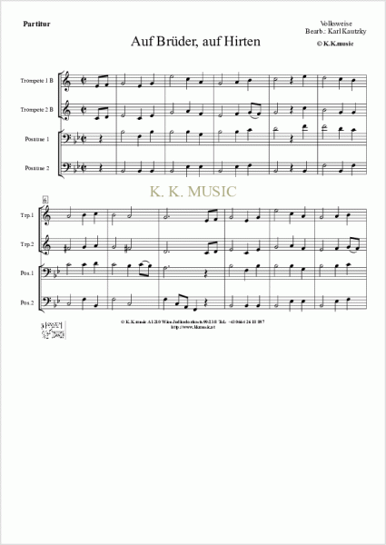 VOLKSWEISE - Auf Brüder, auf Hirten - Weihnachten (Blechbläser Quartett)