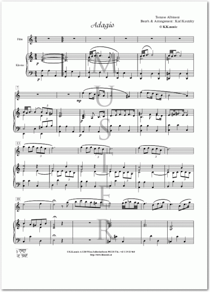 ALBINONI, Tomaso - Adagio (Flöte - Klavier)