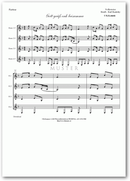 VOLKSWEISE - Gott grüß enk beisamma - Weihnachten (Hornquartett)