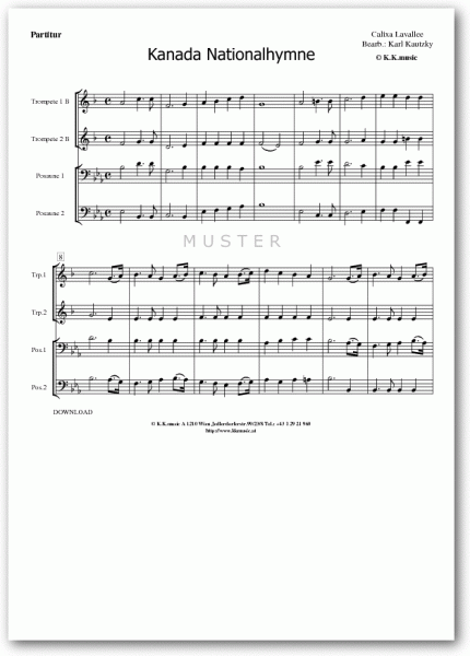 LAVALLEE, Calixia - KANADA Nationalhymne (Blechbläserquartett)