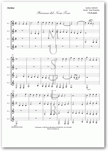 GABRIELI, Andrea - Ricercar del Nono Tono (Hornquartett)
