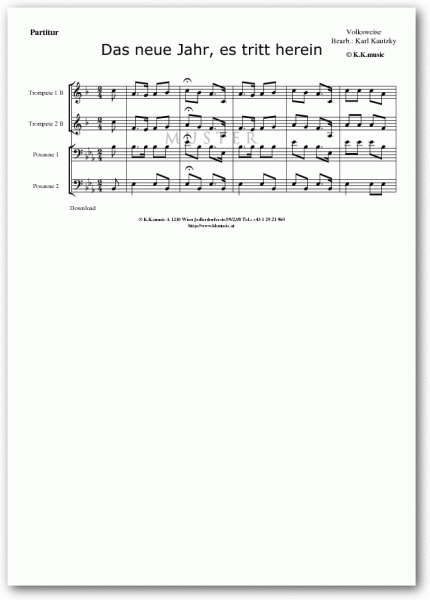 VOLKSWEISE - Das neue Jahr, es tritt herein - Weihnachten (Blechbläserquartett)