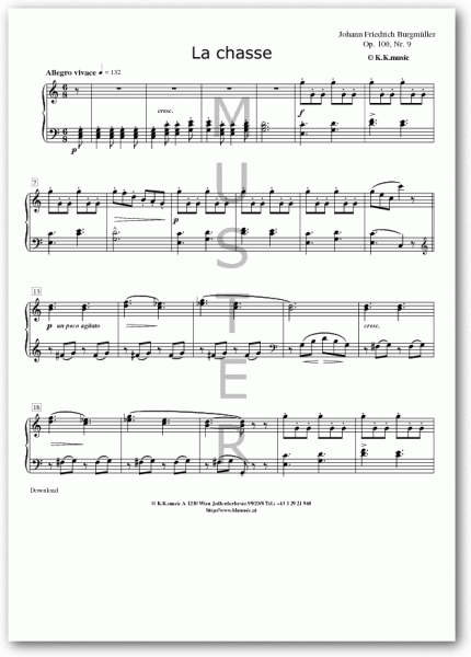 BURGMÜLLER, Johann Friedrich - La Chasse (Klavier)