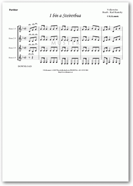 VOLKSWEISE - I bin a Stereierbua (Hornquartett)