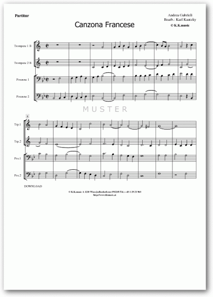 GABRIELI, Andrea - Canzona Francese (Blechbläserquartett)