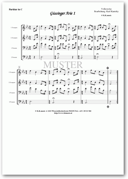 VOLKSWEISE - Güssinger Arie 1 (2 Trompeten 2 Posaunen)