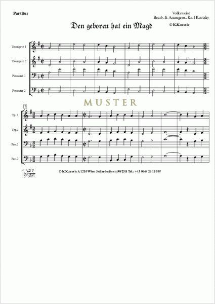 VOLKSWEISE - Den geboren hat ein Magd - Weihnachten (Blechbläser Quartett)