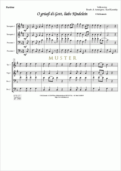 VOLKSWEISE - O grüaß di Gott, liabs Kindelein - Weihnachten (Blechbläser Quartett)