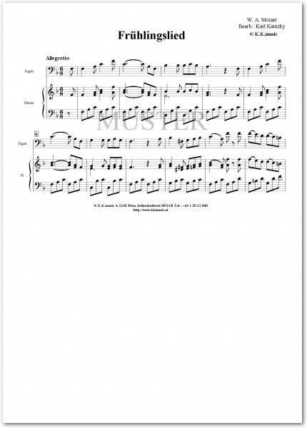 MOZART, Wolfgang Amadeus - Frühlingslied (Fagott - Klavier)