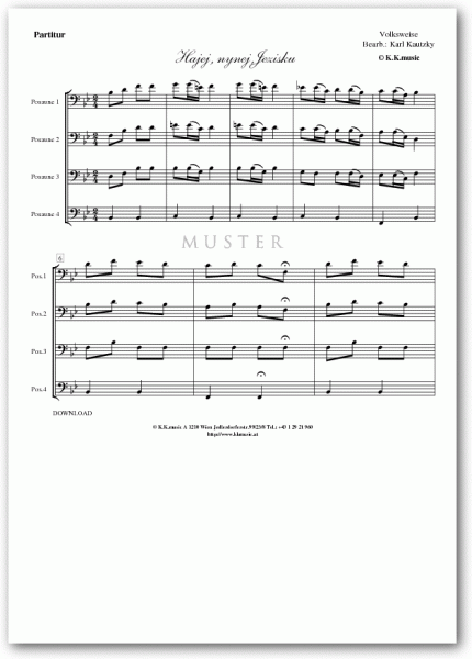 VOLKSWEISE - Hajej, nynej, Jezisku - Weihnachten (Posaunenquartett)