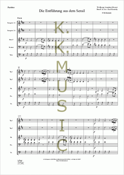 MOZART, Wolfgang Amadeus - Die Entführung aus dem Serail (Blechbläserquintett)