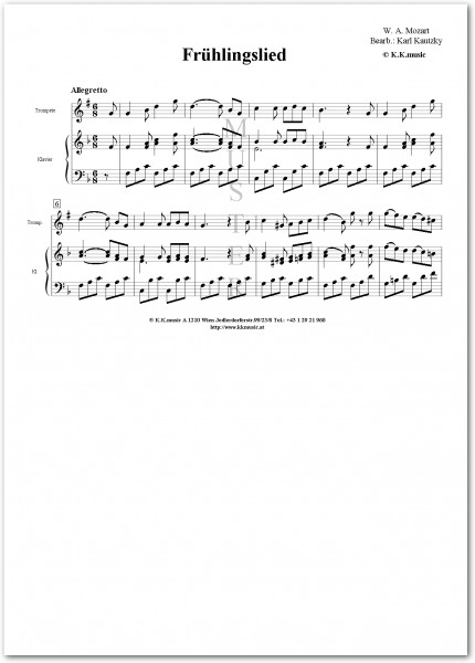 MOZART, Wolfgang Amadeus - Frühlingslied (Trompete - Klavier)