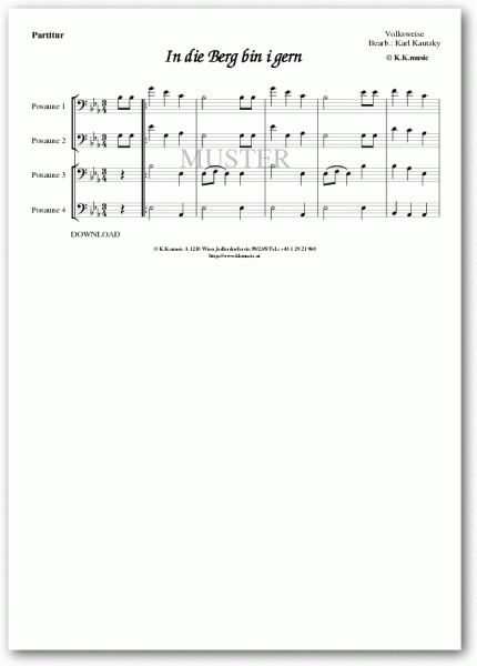 VOLKSWEISE - In die Berg bin i gern (Posaunenquartett)