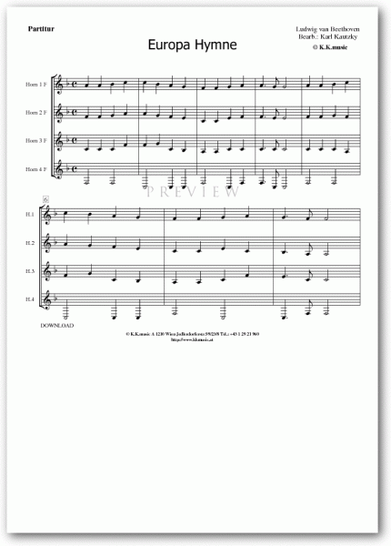 BEETHOVEN, Ludwig van - Europa Hymne (Hornquartett)