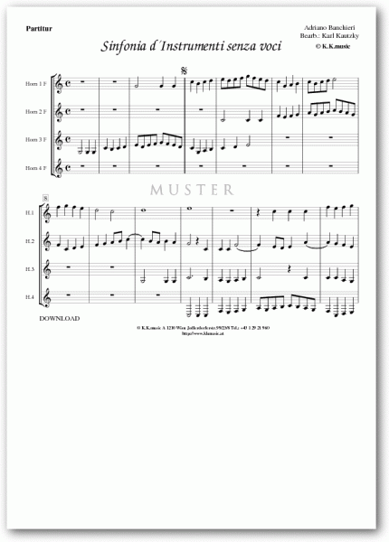 BANCHIERI, Adriano - Sinfonia d´Instrumenti senza voci (Hornquartett)