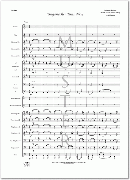 BRAHMS, Johannes - Ungarischer Tanz Nr. 8 (Blasmusik)