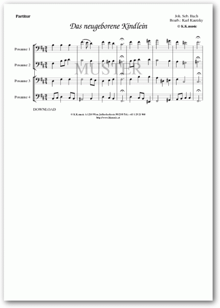 BACH, Johann Sebastian - Das neugeborene Kindlein - Weihnachten (Posaunenquartett)