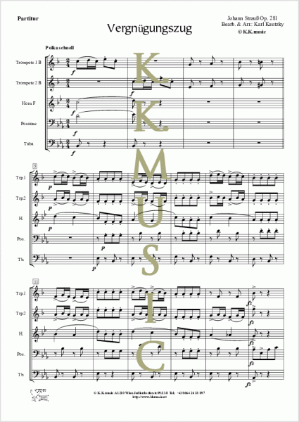 STRAUSS, Johann - Vergnügungszug (Blechbläserquintett)