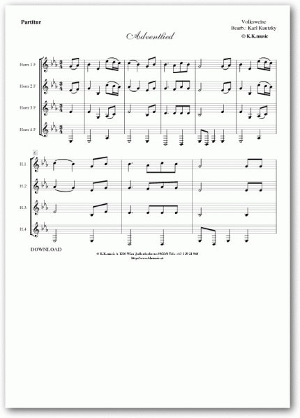 VOLKSWEISE - Adventlied - Weihnachten (Hornquartett)