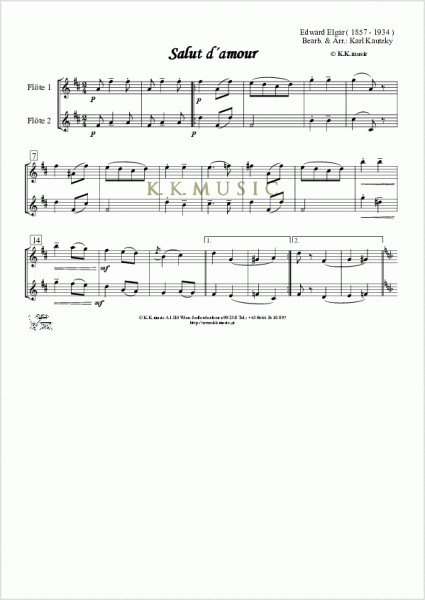 ELGAR, Edward - Salut d´amour (Flötenduett)