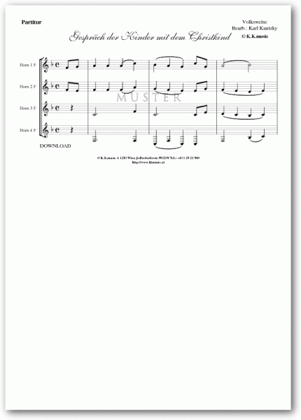 VOLKSWEISE - Gespräch der Kinder mit dem Christkind - Weihnachten (Hornquartett)