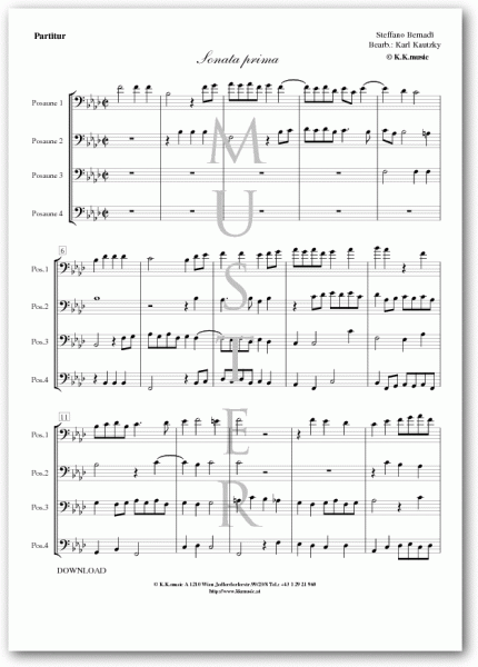 BERNARDI, Steffano - Sonata prima (Posaunenquartett)