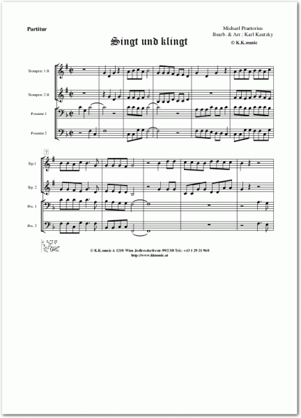 PRAETORIUS, Michael - Singt und klingt - Weihnachten (Blechbläser Quartett)
