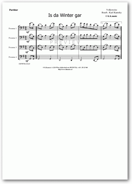 VOLKSWEISE - Is der Winter gar (Posaunenquartett)