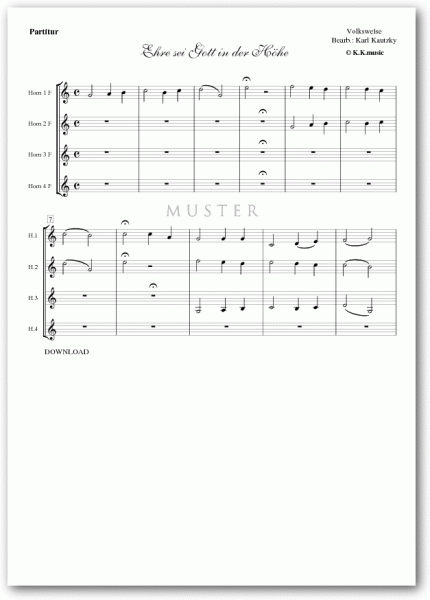 VOLKSWEISE - Ehre sei Gott in der Höhe - Weihnachten (Hornquartett)