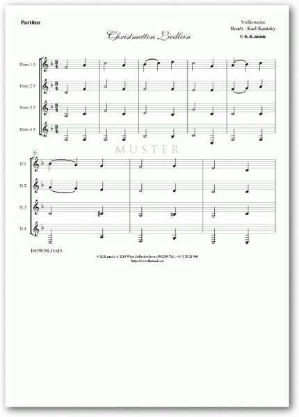 VOLKSWEISE - Christmetten Liedlein - Weihnachten (Hornquartett)