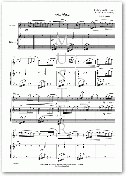 BEETHOVEN Ludwig van - Für Elise (Violine - Klavier)