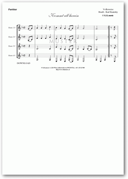 VOLKSWEISE - Kommt all herein - Weihnachten (Hornquartett)