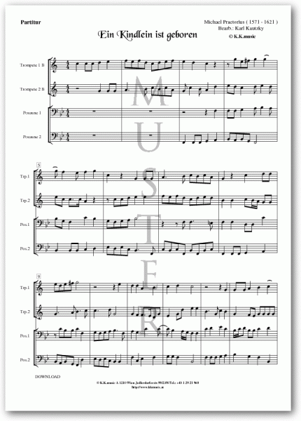 PRAETORIUS, Michael - Ein Kindlein ist geboren - Weihnachten (Blechbläserquartett)