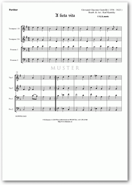 GASTOLDI, Giovanni Giacomo - A lieta vita (Blechbläserquartett)