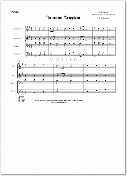 VOLKSWEISE - In einem Kripplein - Weihnachten (Blechbläser Quartett)