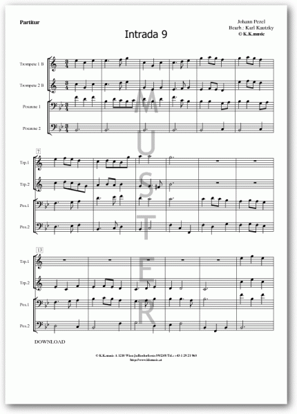 PEZEL, Johann - Intrada 09 (Blechbläserquartett)