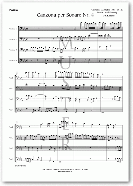 GABRIELI, Giovanni - Canzona per Sonare Nr. 4 (Posaunenquartett)