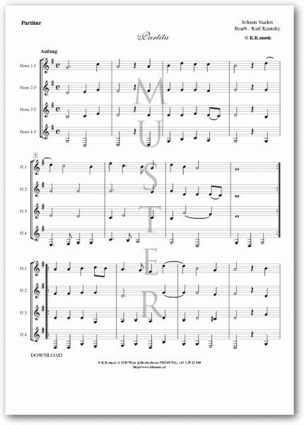 STADEN, Johann - Partita (Hornquartett)