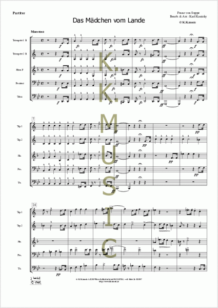 SUPPE, Franz von - Das Mädchen vom Lande (Blechbläserquintett)