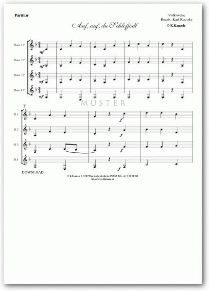 VOLKSWEISE - Auf auf du Schlofjodl - Weihnachten (Hornquartett)