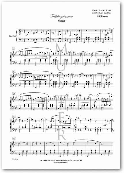 STRAUSS, Johann - Frühlingstimmen Walzer (Klavier)