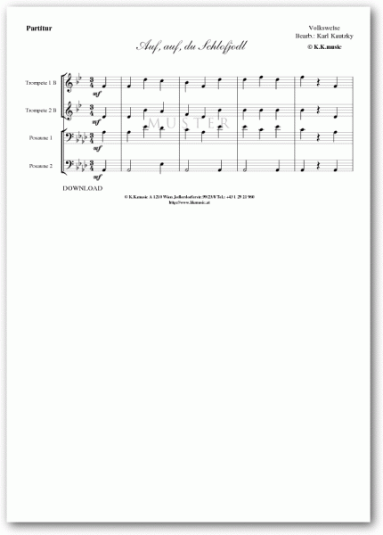 VOLKSWEISE - Auf auf du Schlofjodl - Weihnachten (Blechbläserquartett)